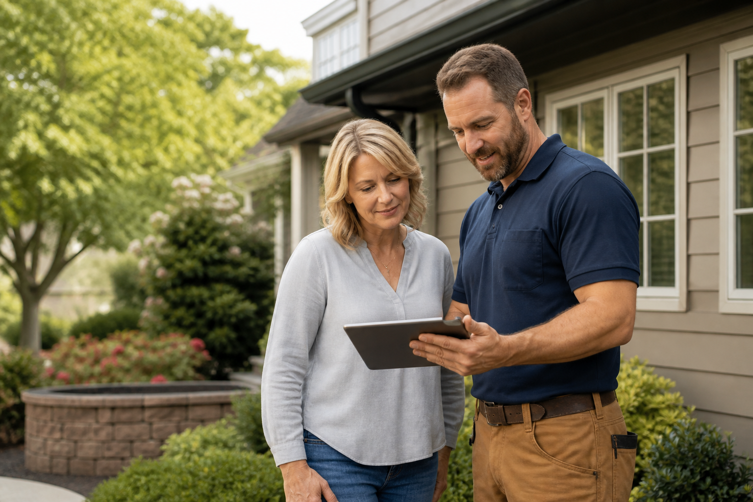 Contractor and homeowner discussing a project estimate